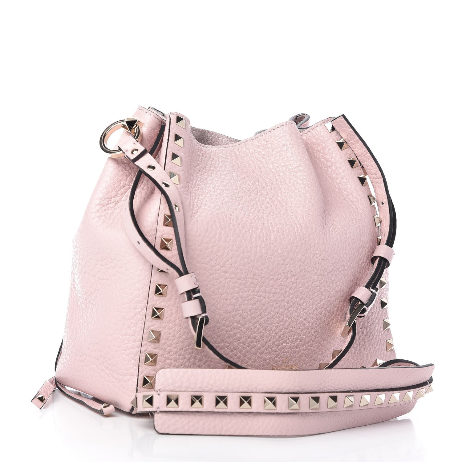 Valentino Garavani Grained Calfskin Rockstud Bucket Bag Light Pink 3 of 8