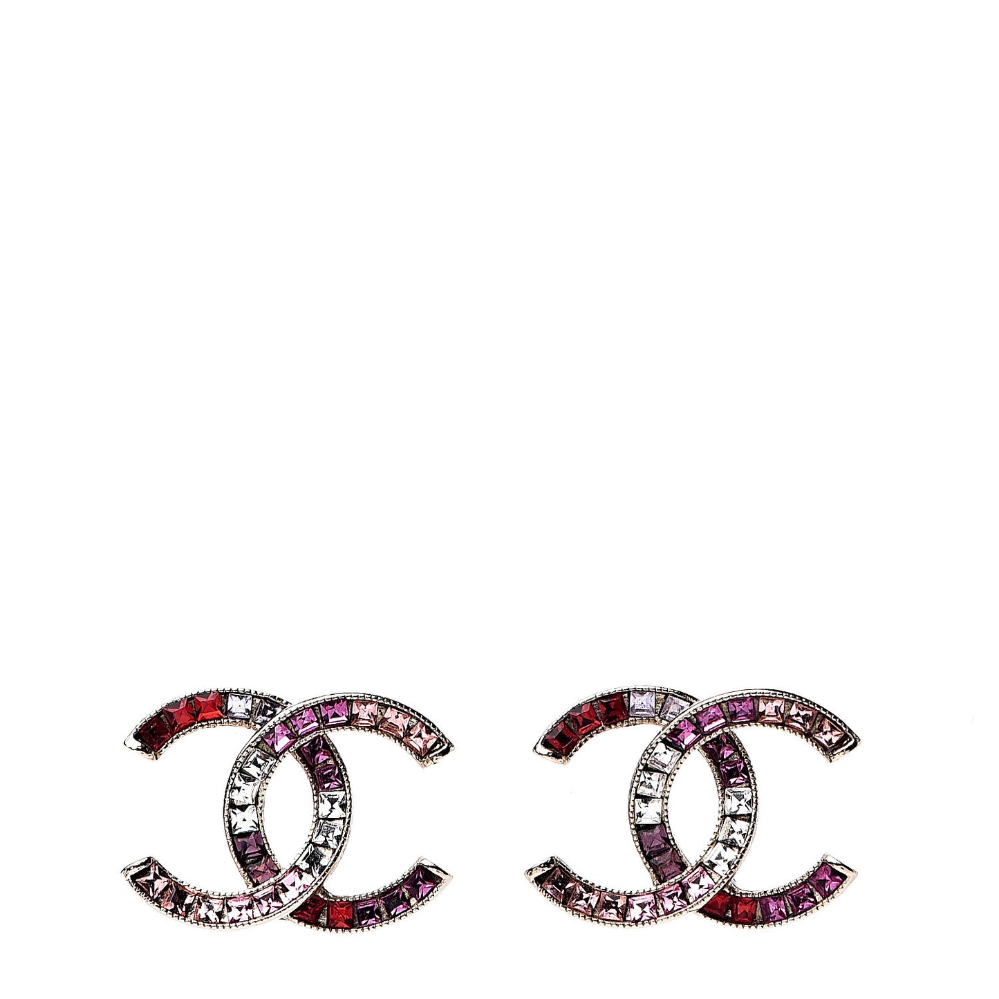 Crystal Baguette CC Earrings Gold Multicolor