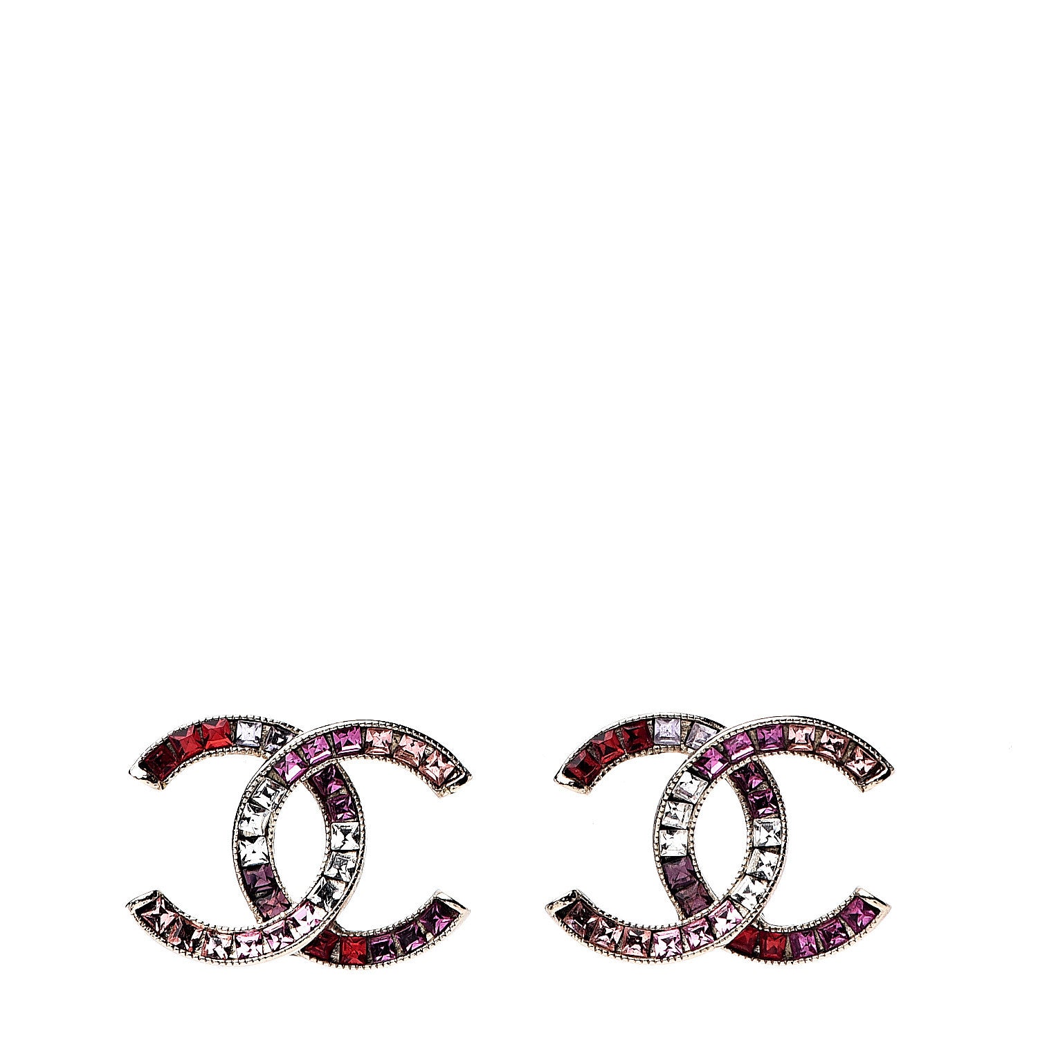Chanel Crystal Baguette CC Earrings Gold Multicolor 1 of 5