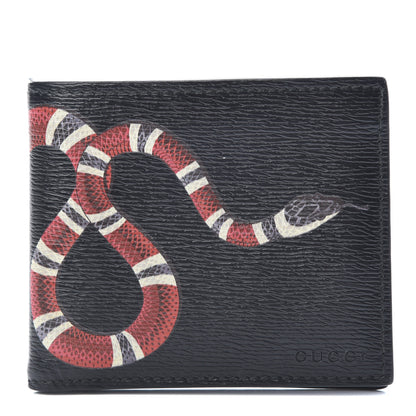 Gucci Shangai Calfskin Kingsnake Bi-Fold Wallet Black 1 of 10