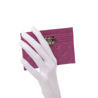 Chanel Caviar Quilted Boy Card Holder Fuchsia 2 of 9