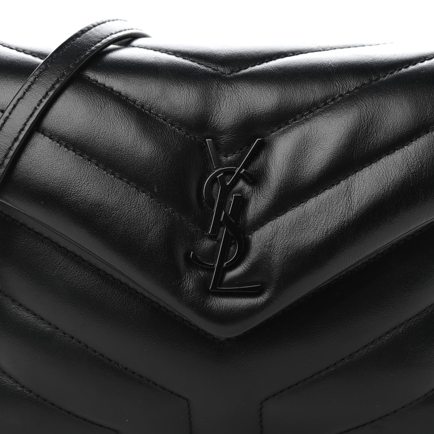 Calfskin Y Quilted Monogram Toy Loulou Crossbody Bag Black