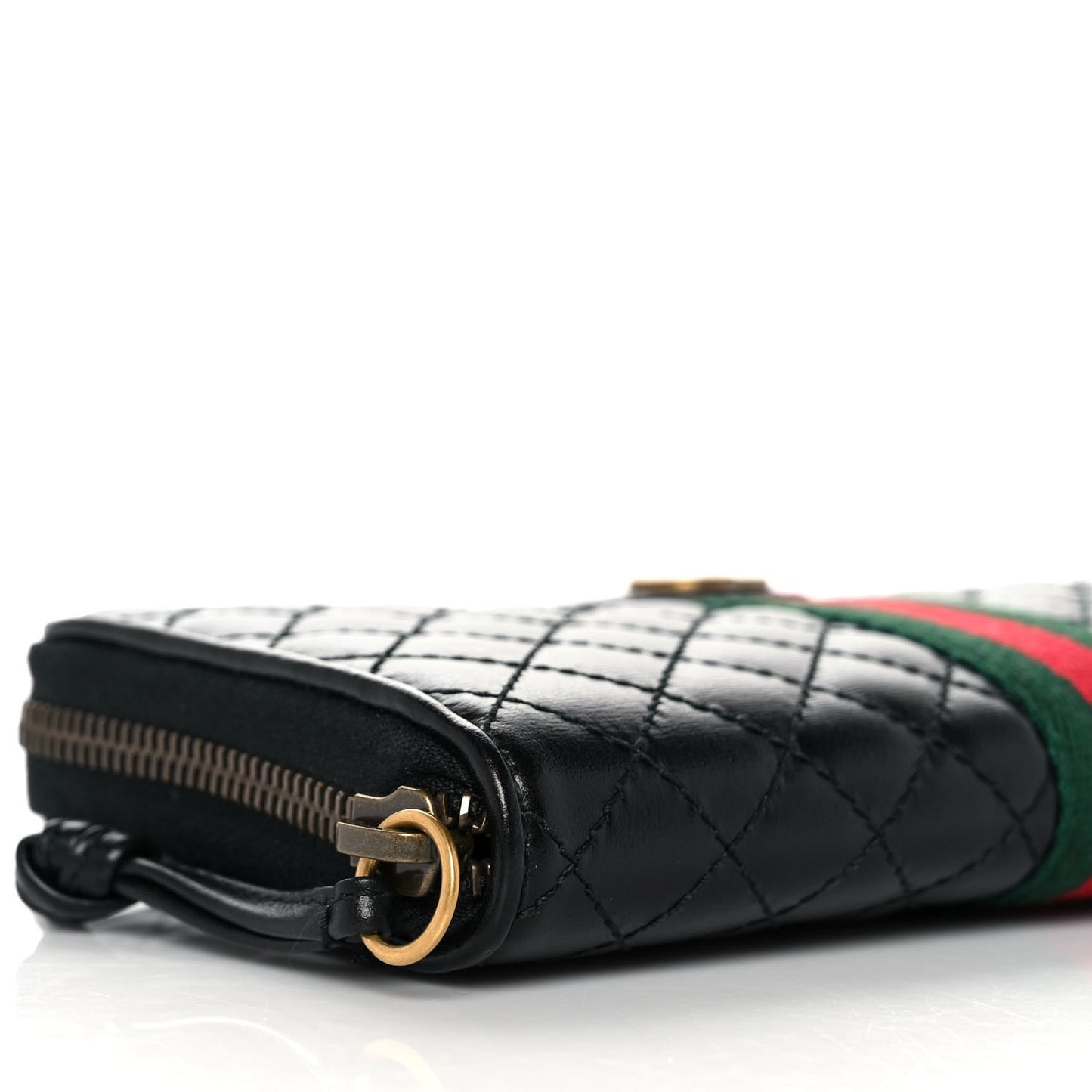 Calfskin Web Trapuntata GG Zip Around Wallet Black