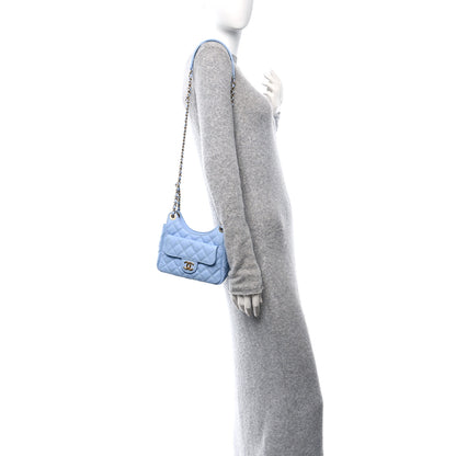 Chanel Caviar Quilted Small Wavy CC Hobo Light Blue 2 of 11