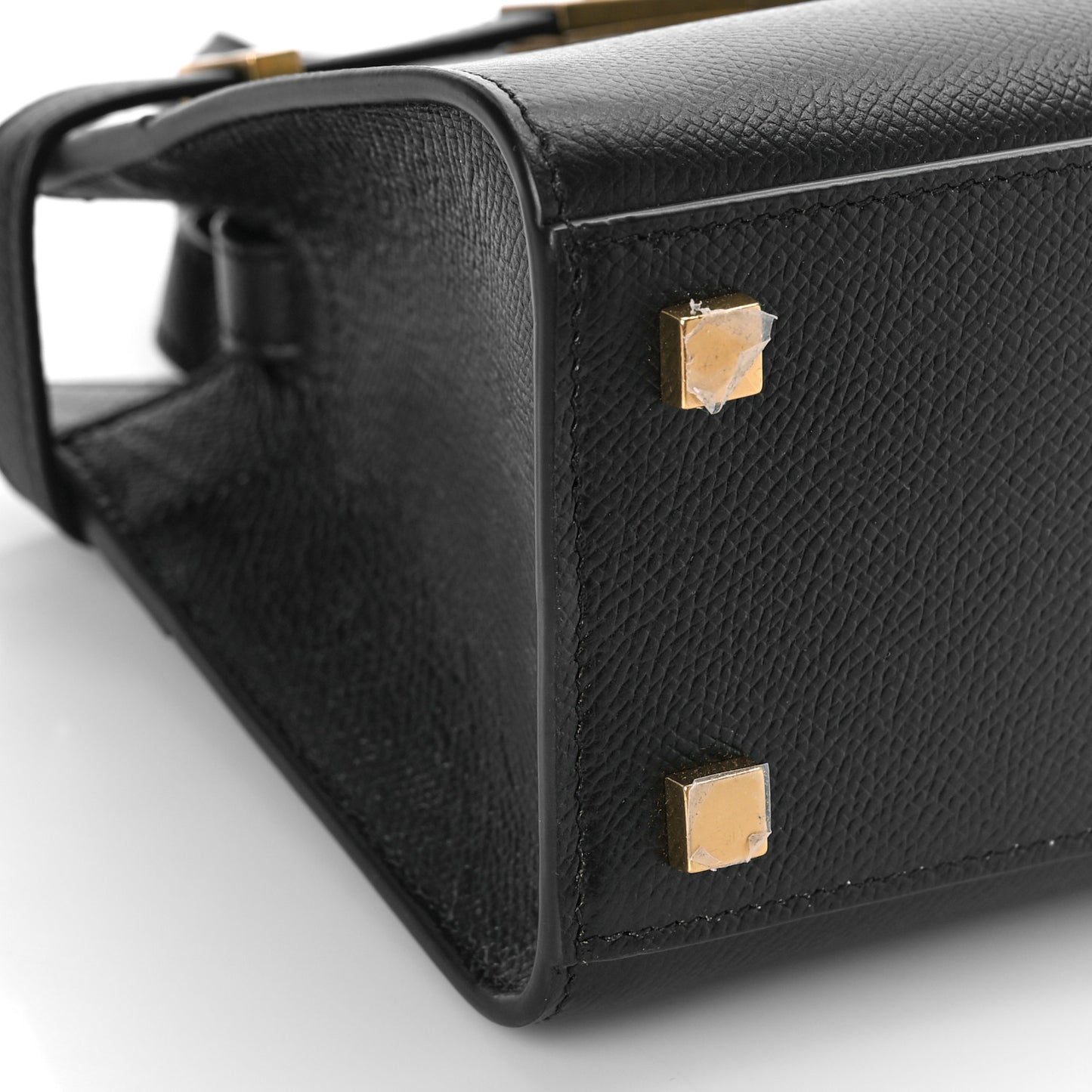 Grained Calfskin Manhattan Nano Shopper Tote Black