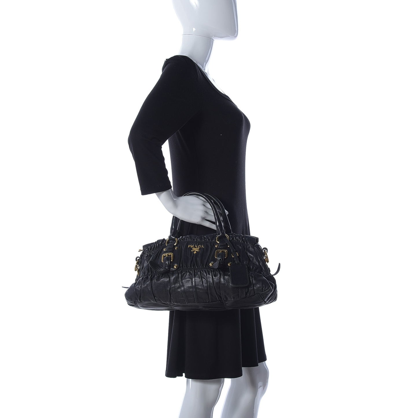 Nappa Gaufre Shopping Satchel Black