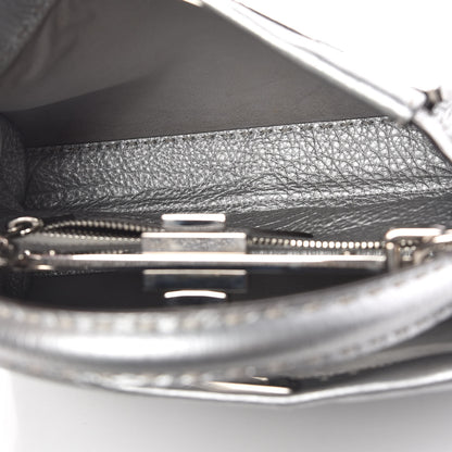 Fendi Cuoio Romano Lux Selleria Medium Peekaboo Iconic Satchel Argento 6 of 12