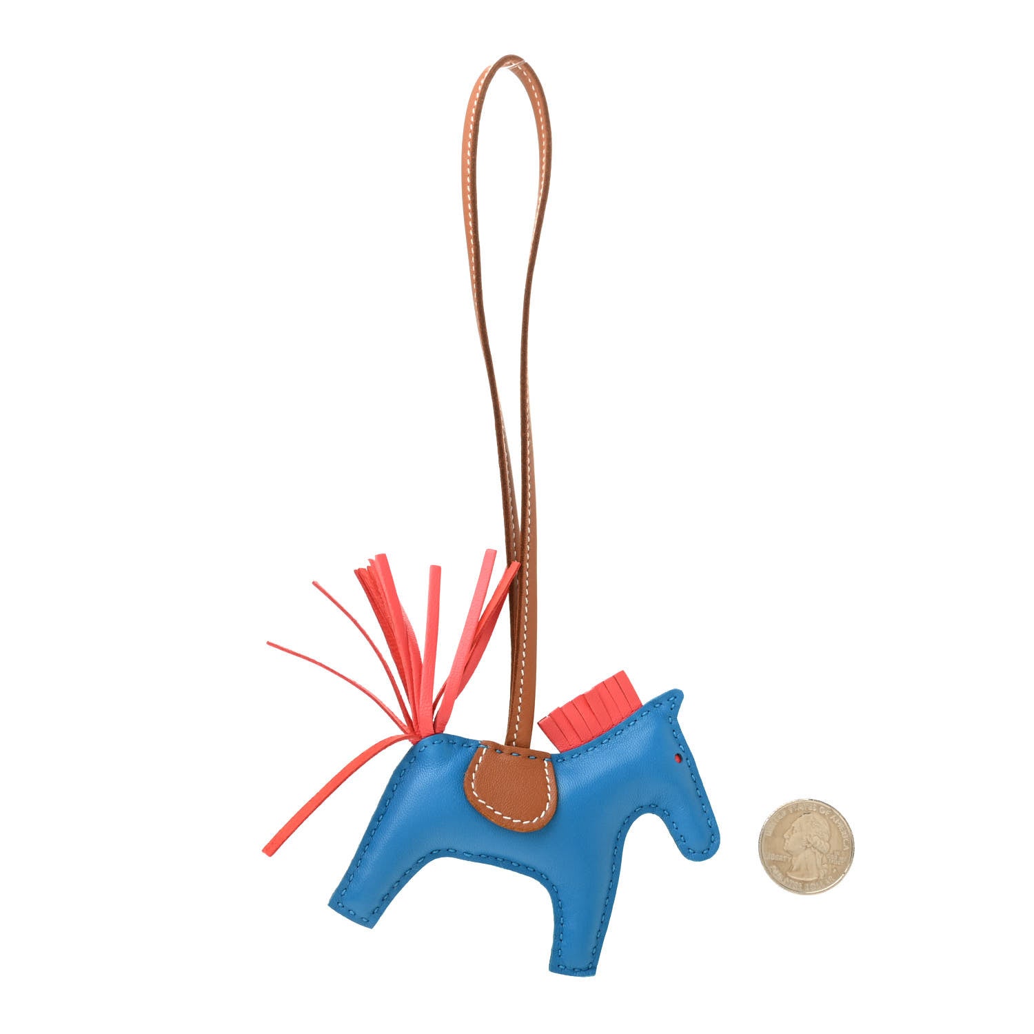 Hermes Milo Lambskin Grigri Rodeo Horse Bag Charm PM Blue Zanzibar Rose Texas Gold 2 of 4
