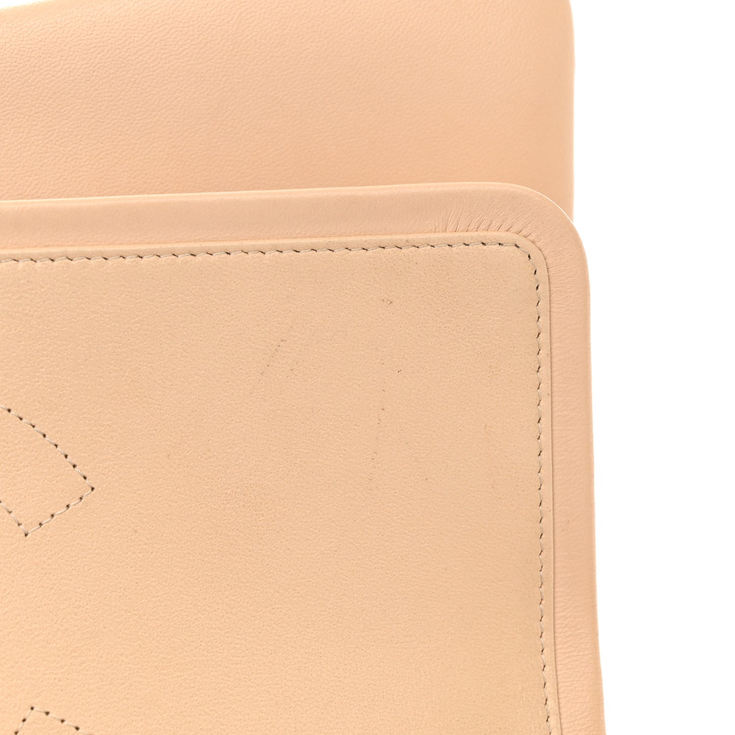 Lambskin Quilted Jumbo Double Flap Beige