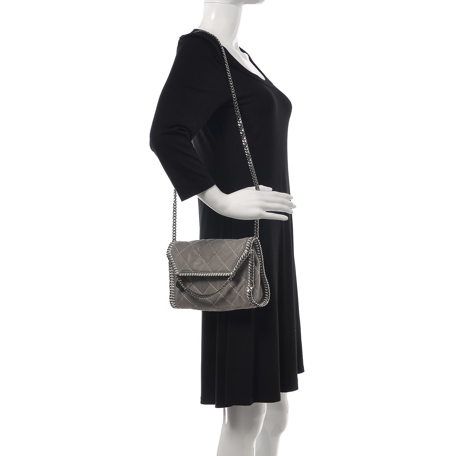 Stella McCartney Shaggy Deer Quilted Mini Falabella Grey 2 of 10