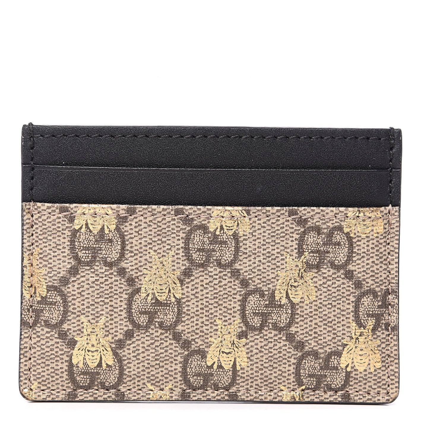 GG Supreme Monogram Bees Card Holder Black
