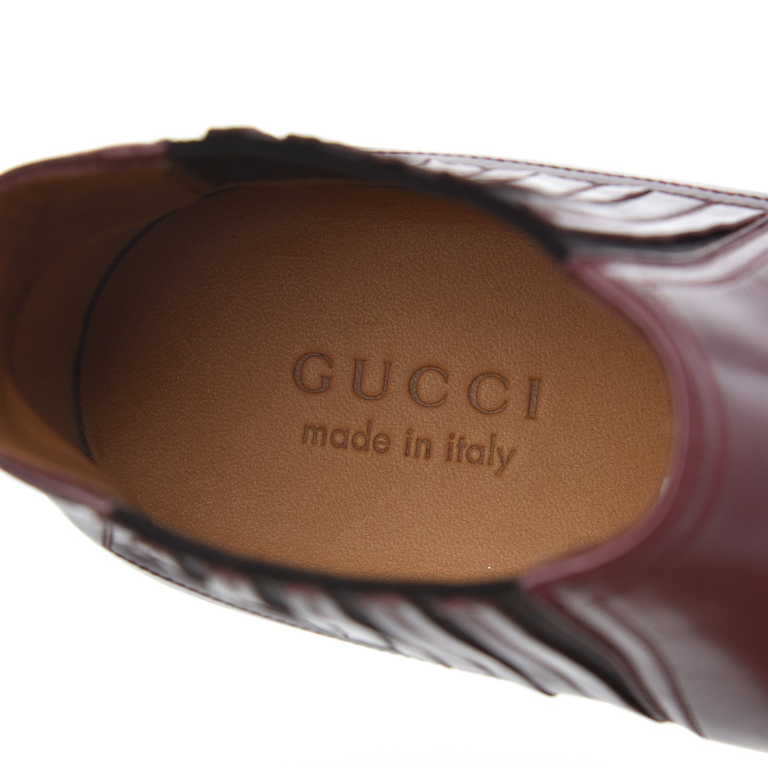 Gucci New Waxed Calfskin Mens G Medallion Toe Ankle Boots 8.5 Red Bordeaux 6 of 15