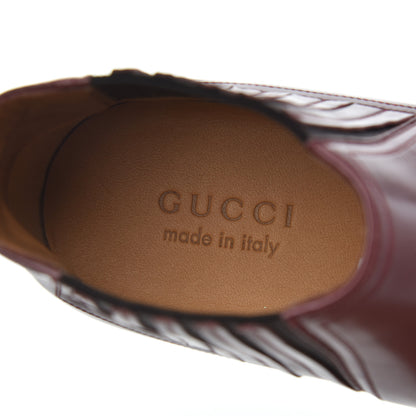 Gucci New Waxed Calfskin Mens G Medallion Toe Ankle Boots 8.5 Red Bordeaux 6 of 15