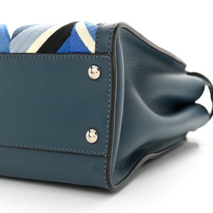 Fendi Calfskin Geometric Embroidered Medium Peekaboo Iconic Satchel Pavone Palladio 10 of 10