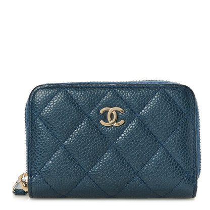 Chanel Iridescent Caviar Quilted Zip Coin Purse Dark Blue 1 of 9