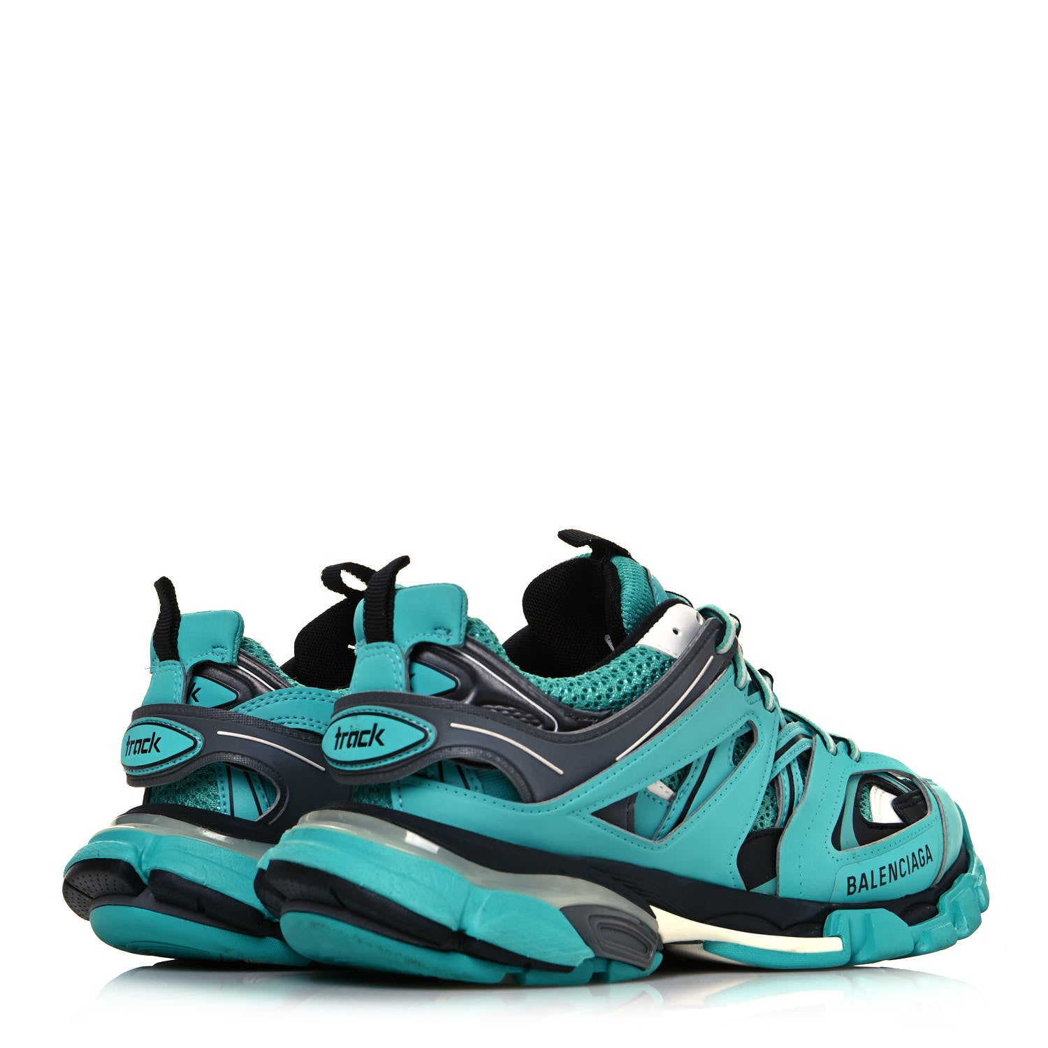 Balenciaga Mesh Nylon Womens Track Sneakers 37 Turquoise Grey 4 of 9