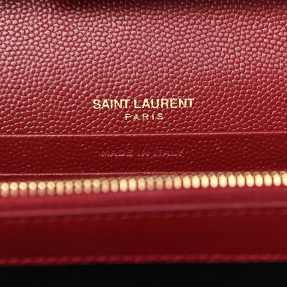 Saint Laurent Grain De Poudre Matelasse Chevron Monogram Chain Wallet Opyum Red 6 of 8