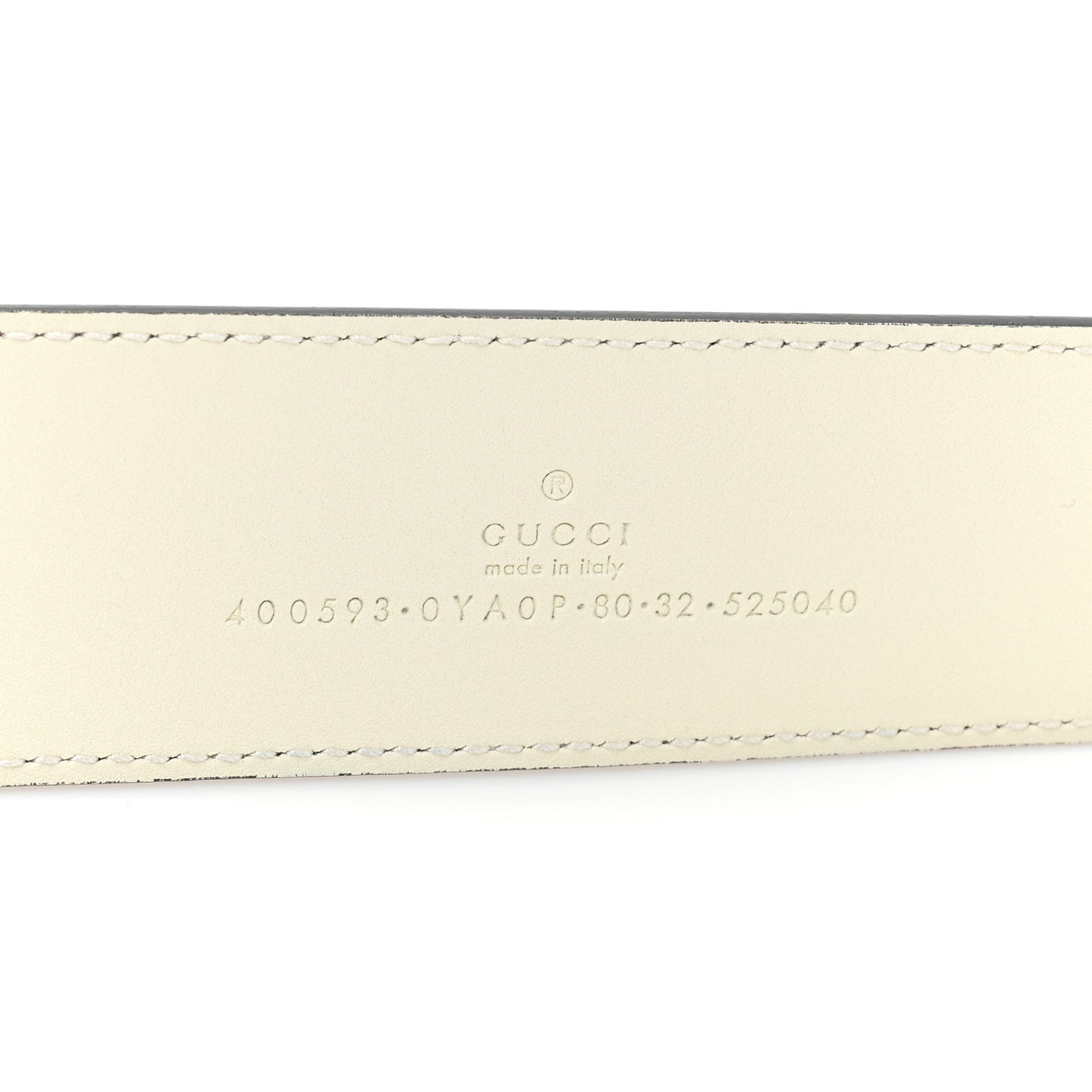 Plutone Calfskin Palladium Double G 40mm Belt 80/32 Mystic White