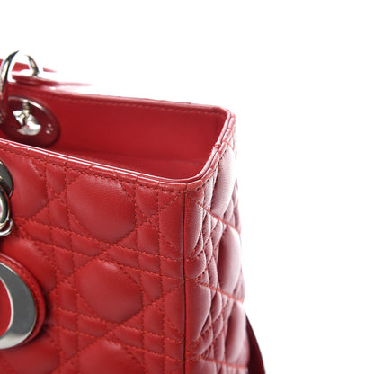 Christian Dior Lambskin Cannage Large Lady Dior Red 18 of 20