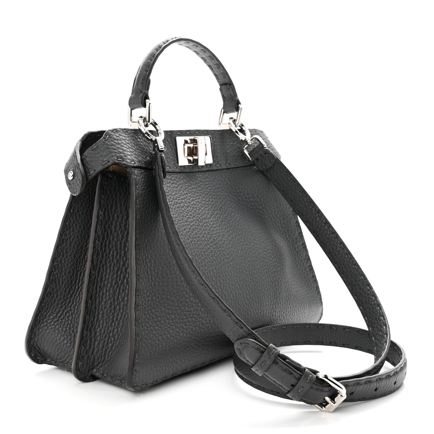 Fendi Cuoio Romano Selleria Chamois Small Peekaboo I SEE U Satchel Asfalto Camelia 3 of 9