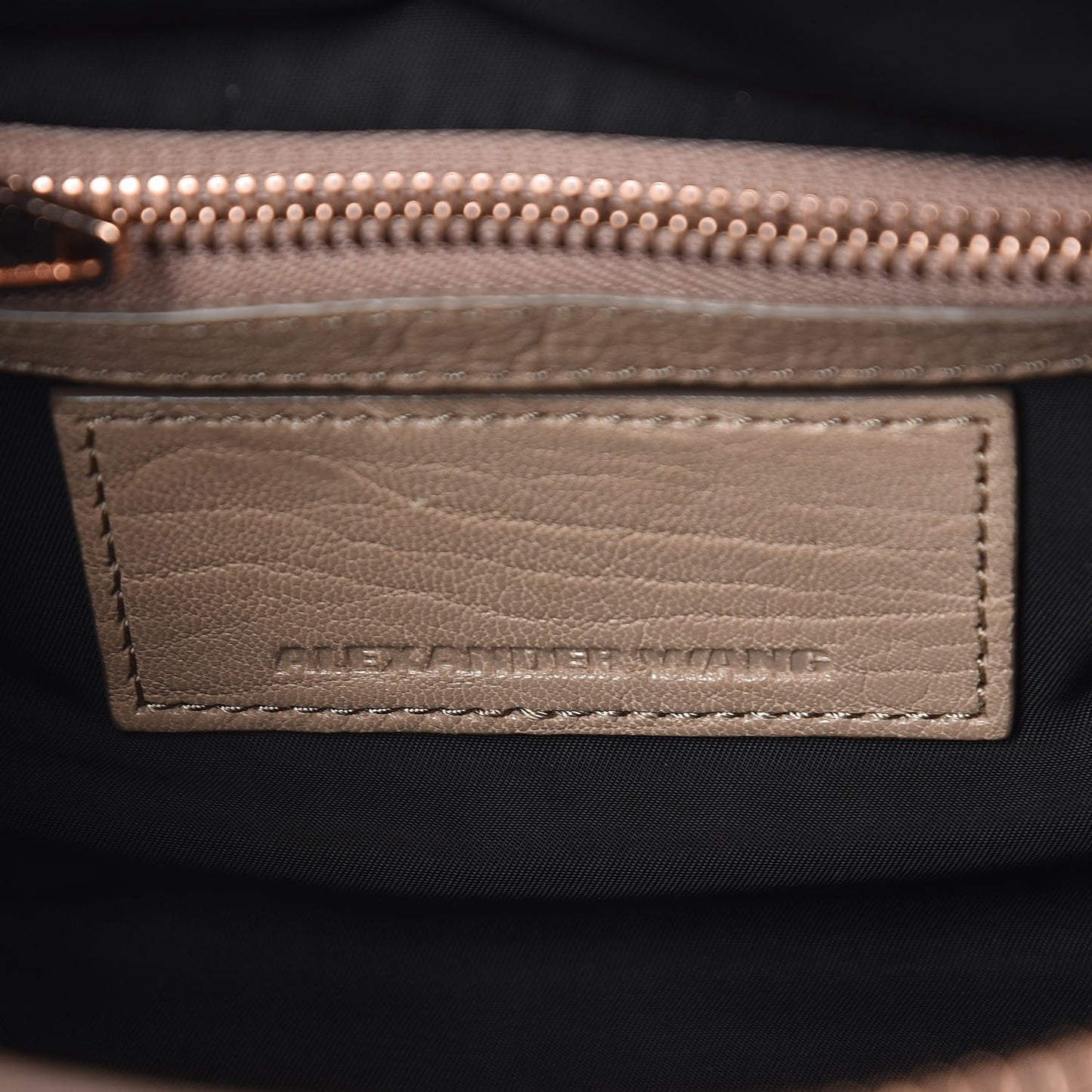 Pebbled Lambskin Mini Rockie Latte Rose Gold Hardware