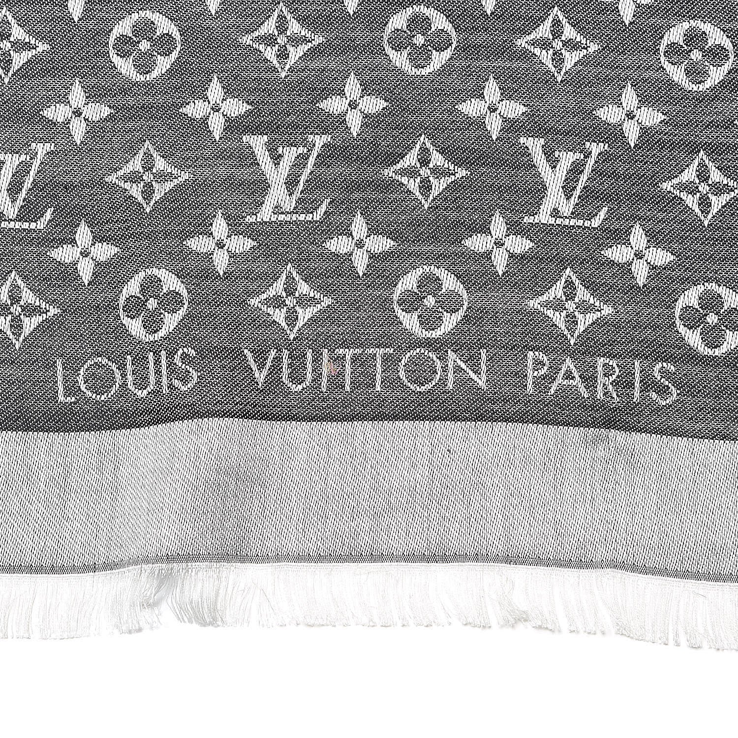 Louis Vuitton Wool Silk Monogram Denim Shawl Black 4 of 5
