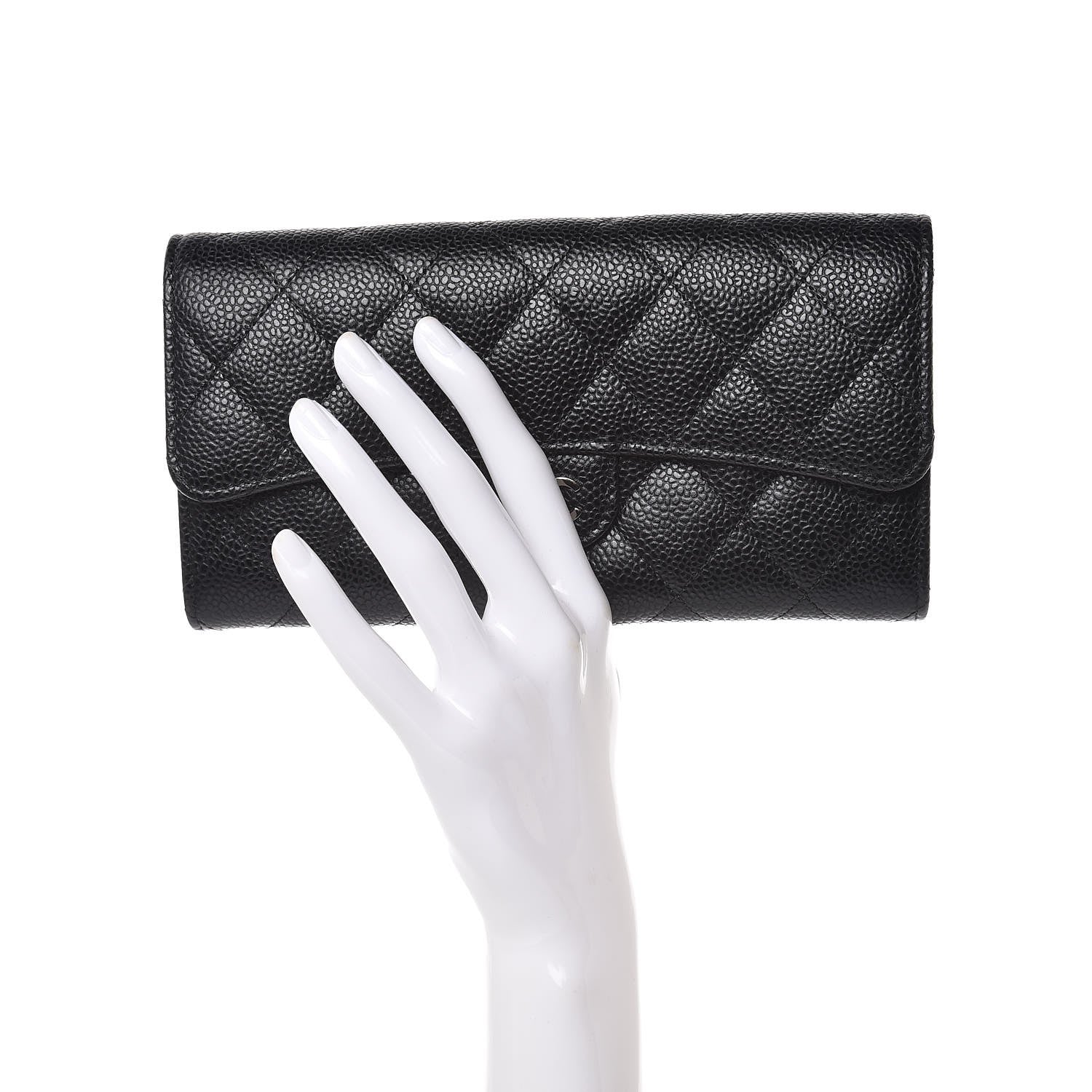 Chanel Caviar Quilted Large Gusset Flap Wallet Black 2 of 9