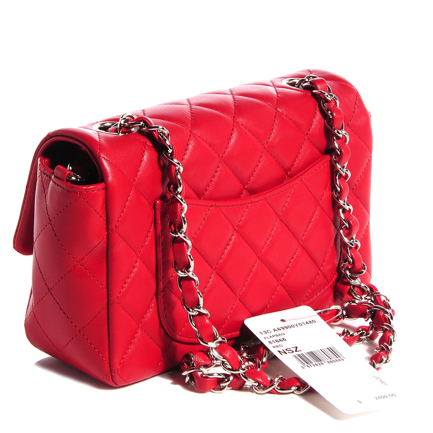 Lambskin Quilted Mini Rectangular Flap Red