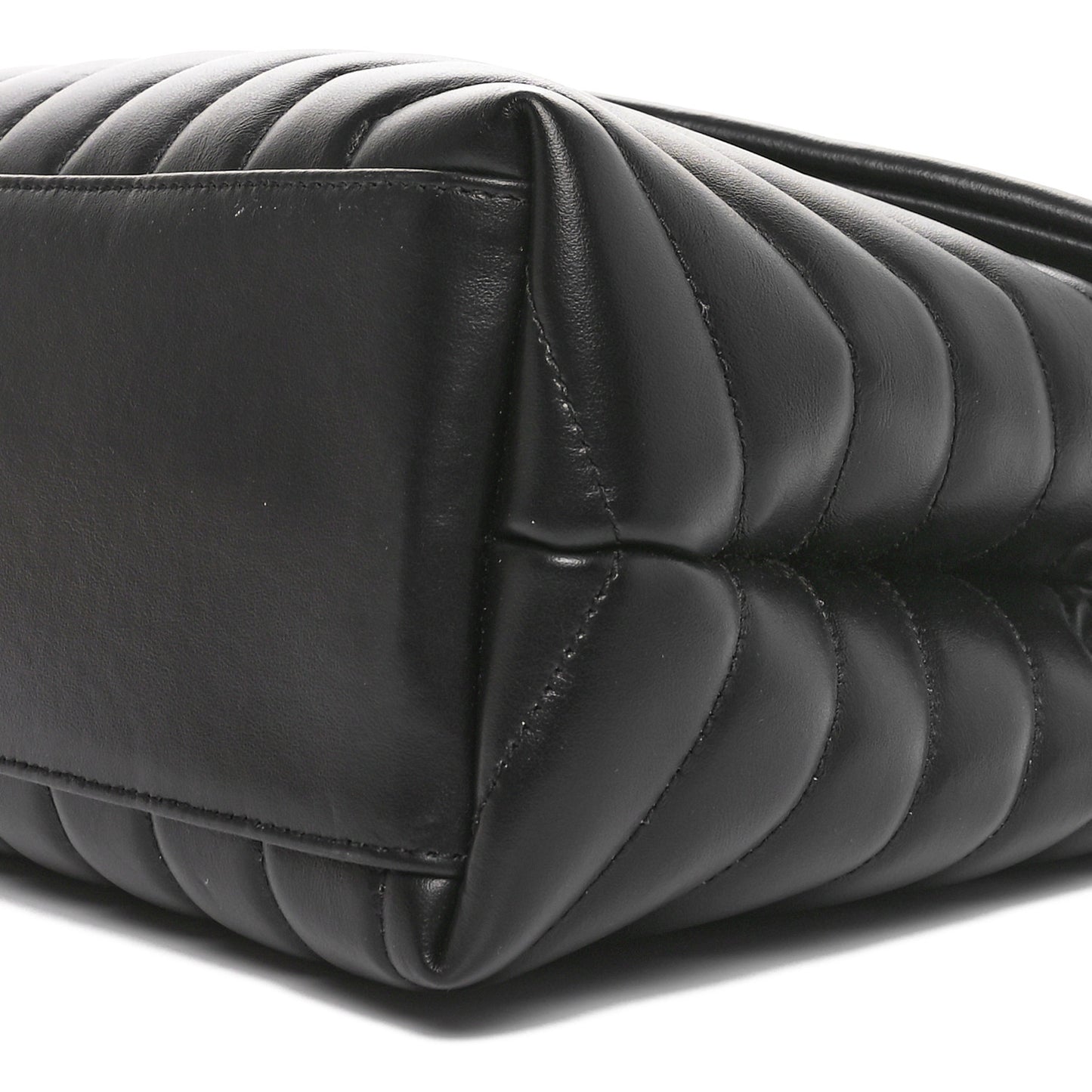 Calfskin Y Quilted Monogram Medium Loulou Chain Satchel Black