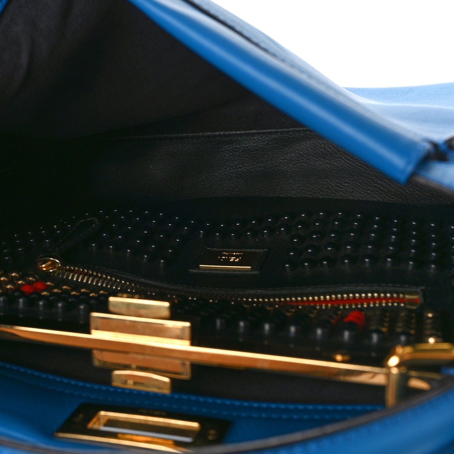 Vitello Seta Studded Monster Eyes Large Peekaboo Iconic Satchel Blue Royal Black Multicolor