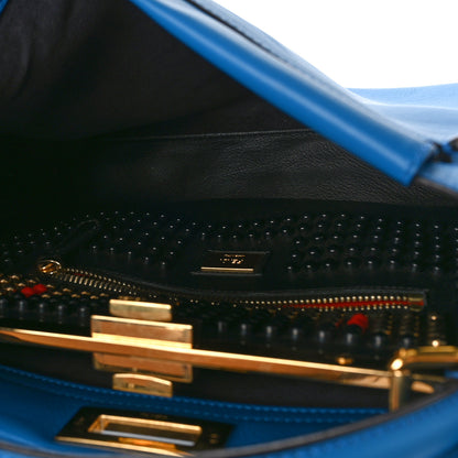 Fendi Vitello Seta Studded Monster Eyes Large Peekaboo Iconic Satchel Blue Royal Black Multicolor 6 of 10