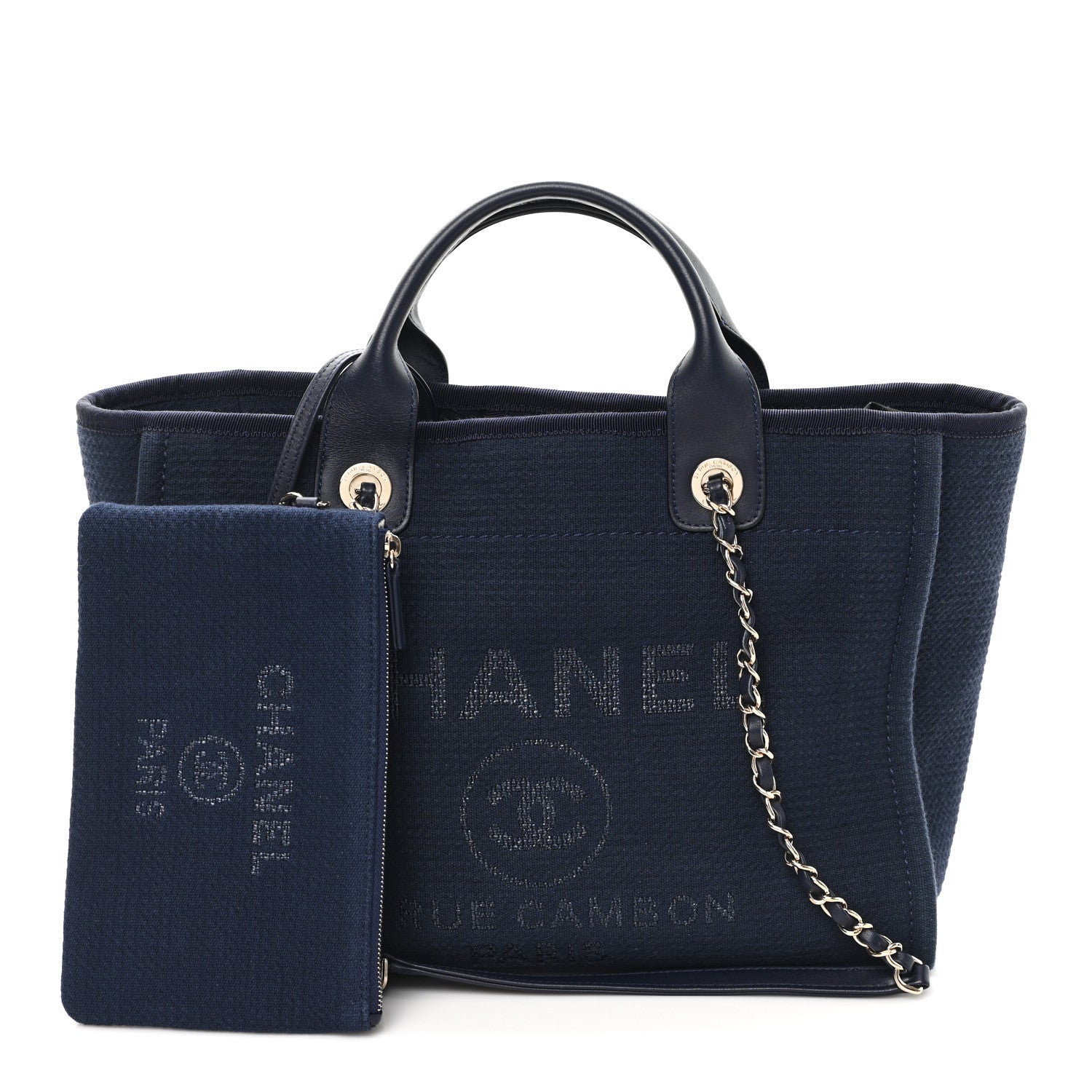 Chanel Mixed Fibers Small Deauville Tote Navy 3 of 11
