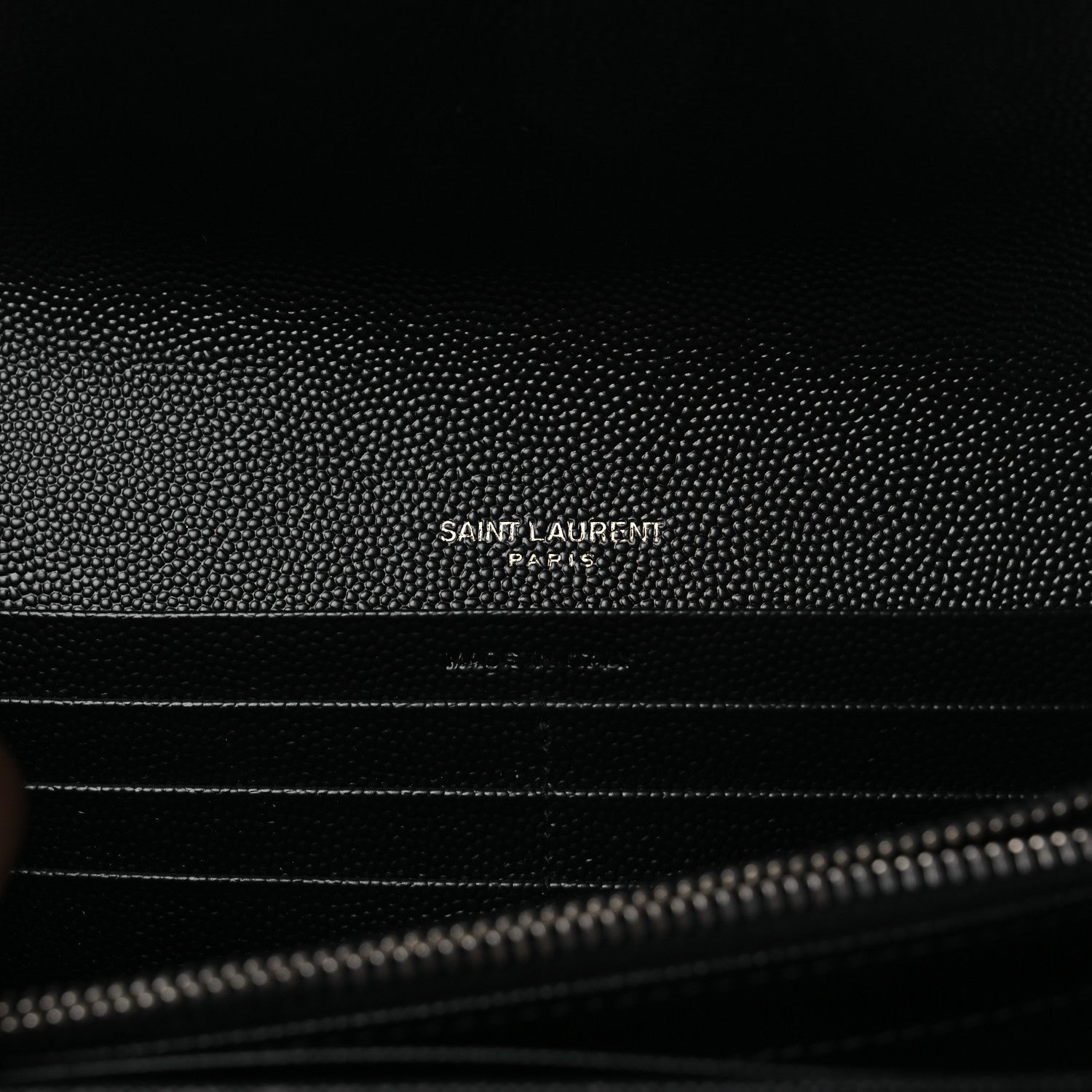 Saint Laurent Grain De Poudre Matelasse Chevron Monogram Flap Wallet Black 6 of 8