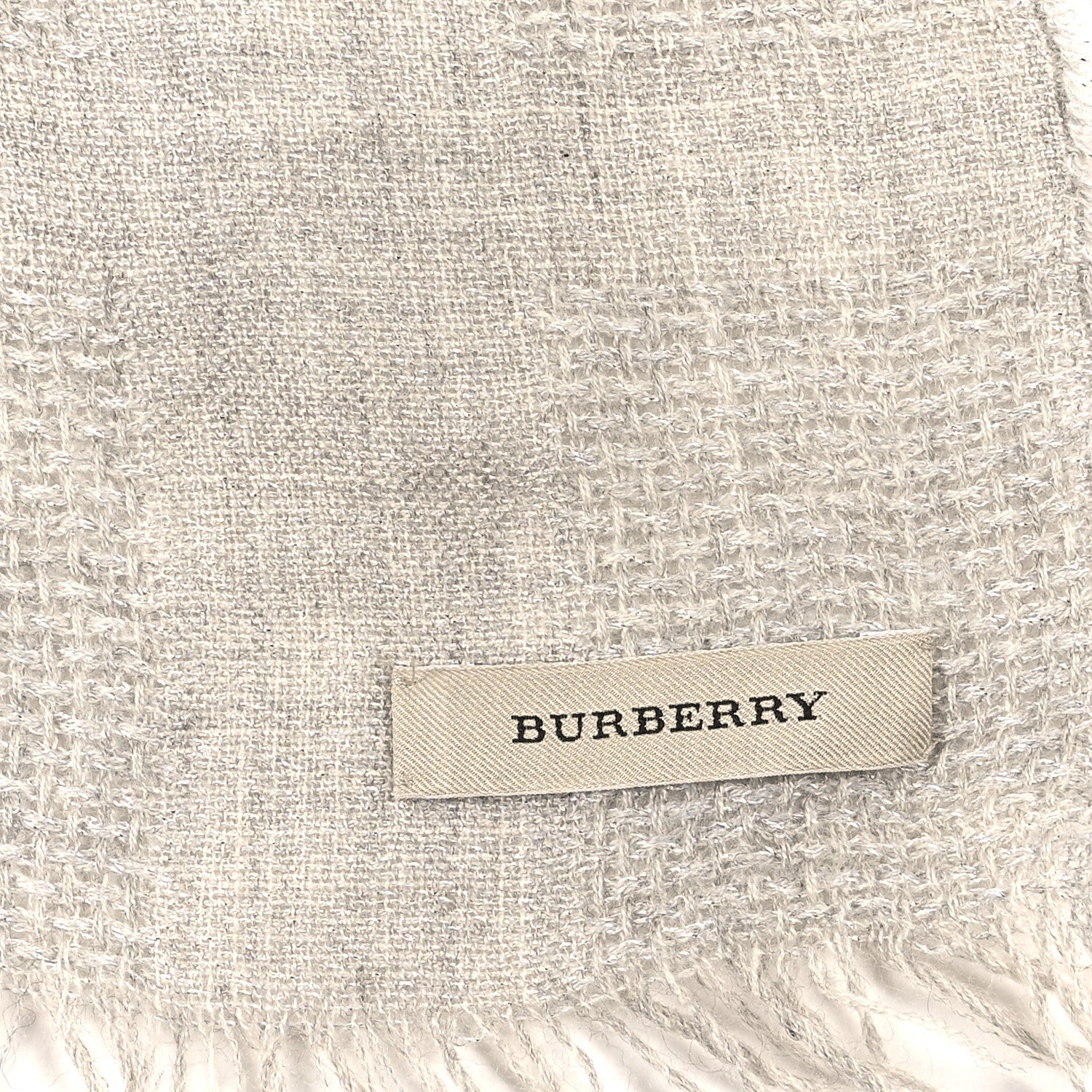 Burberry Cashmere Lurex Fringe Scarf Grey Silver 3 of 3