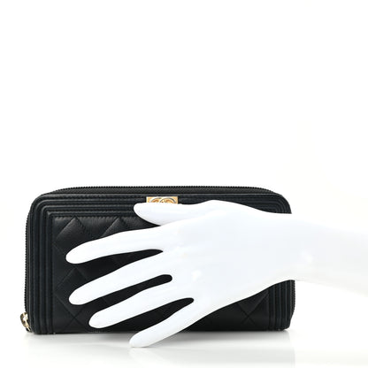 Chanel Caviar Quilted Boy Long Zip Around Wallet Black 2 of 10