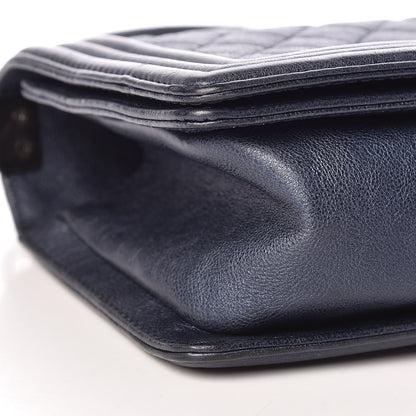Chanel Calfskin Quilted Medium Boy Flap Dark Navy 10 of 11