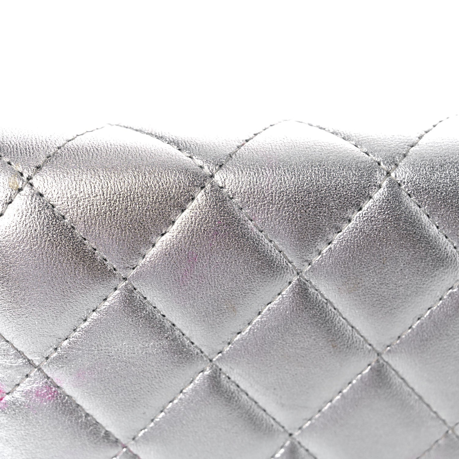 Chanel Metallic Lambskin Quilted Wallet On Chain WOC Silver 25 of 26