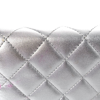Chanel Metallic Lambskin Quilted Wallet On Chain WOC Silver 25 of 26
