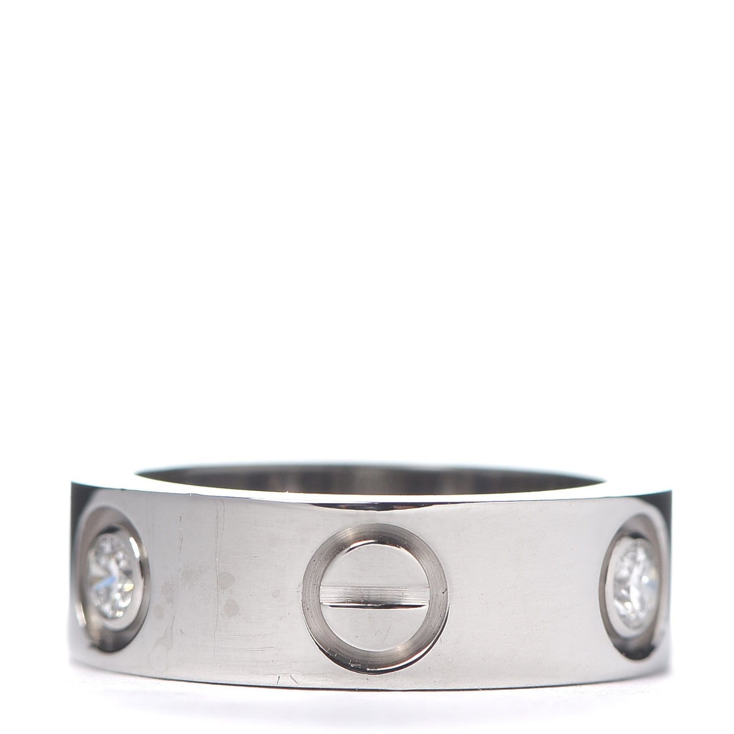 18K White Gold 3 Diamond 5.5mm LOVE Ring 44 3