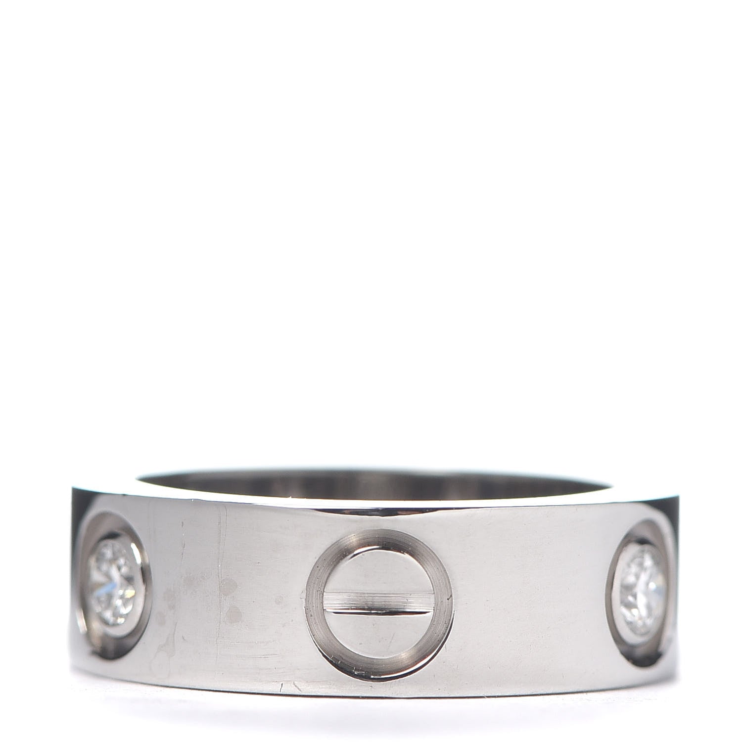 Cartier 18K White Gold 3 Diamond 5.5mm LOVE Ring 44 3 3 of 5