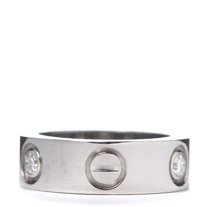 Cartier 18K White Gold 3 Diamond 5.5mm LOVE Ring 44 3 3 of 5