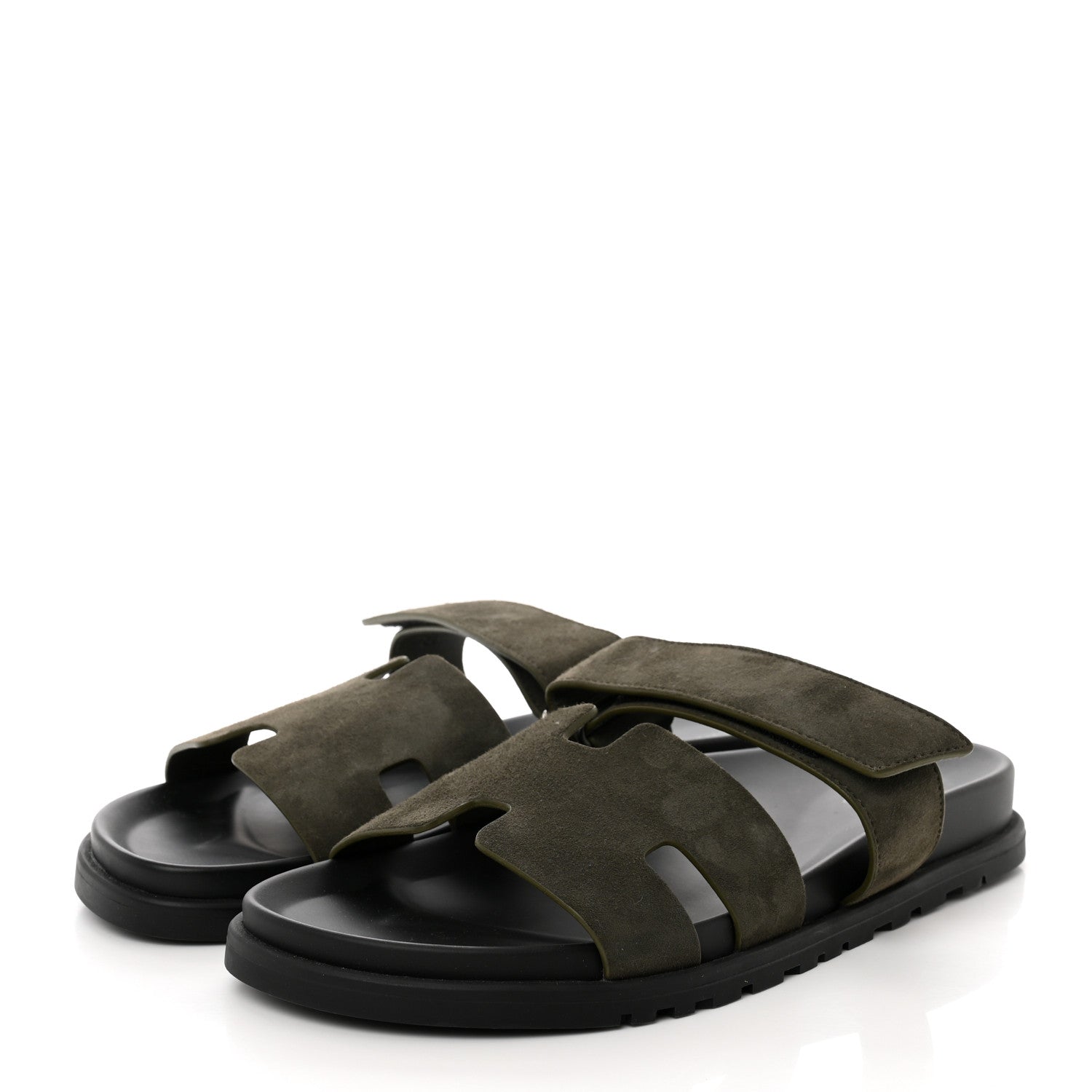 Hermes Suede Goatskin Mens Chypre Sandals 43.5 Vert Toundra 3 of 8