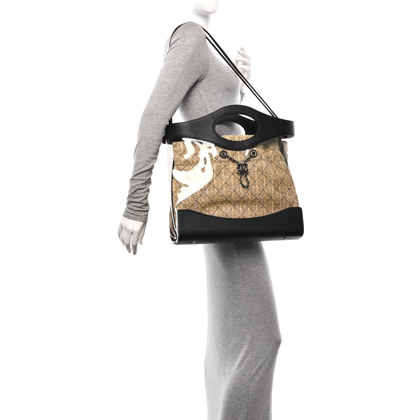 Calfskin PVC Quilted Chanel 31 Bag Black
