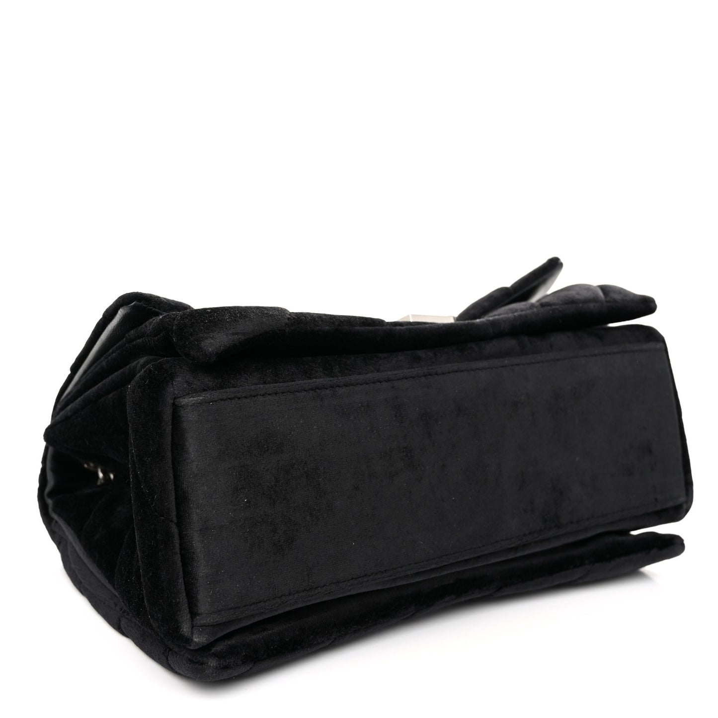Crushed Velvet Quilted Medium Crush Chain Bag Black