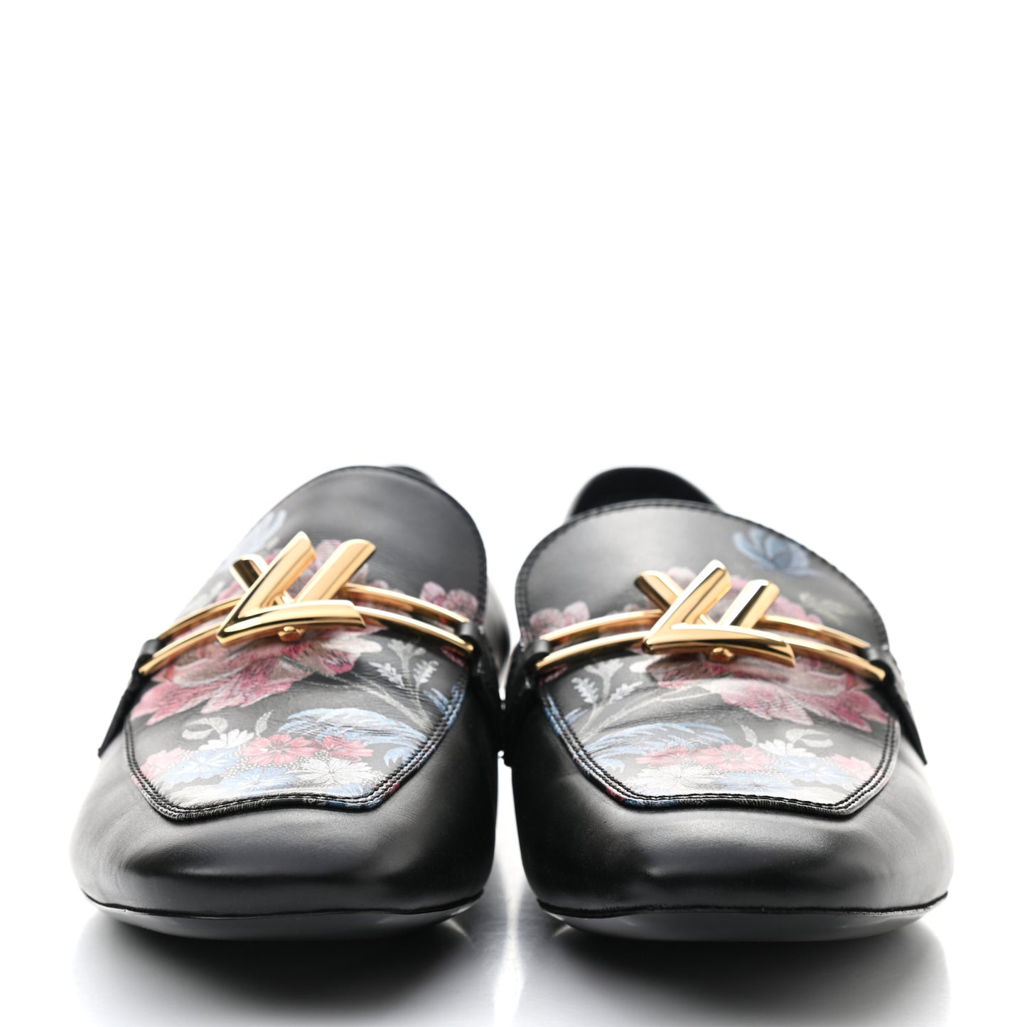 Calfskin Flowers Upper Case Flat Loafer 39 Black Multicolor