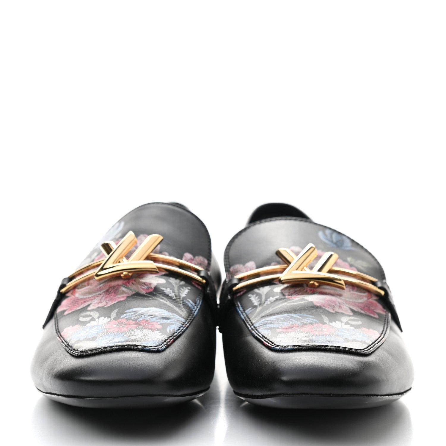 Louis Vuitton Calfskin Flowers Upper Case Flat Loafer 39 Black Multicolor 2 of 8