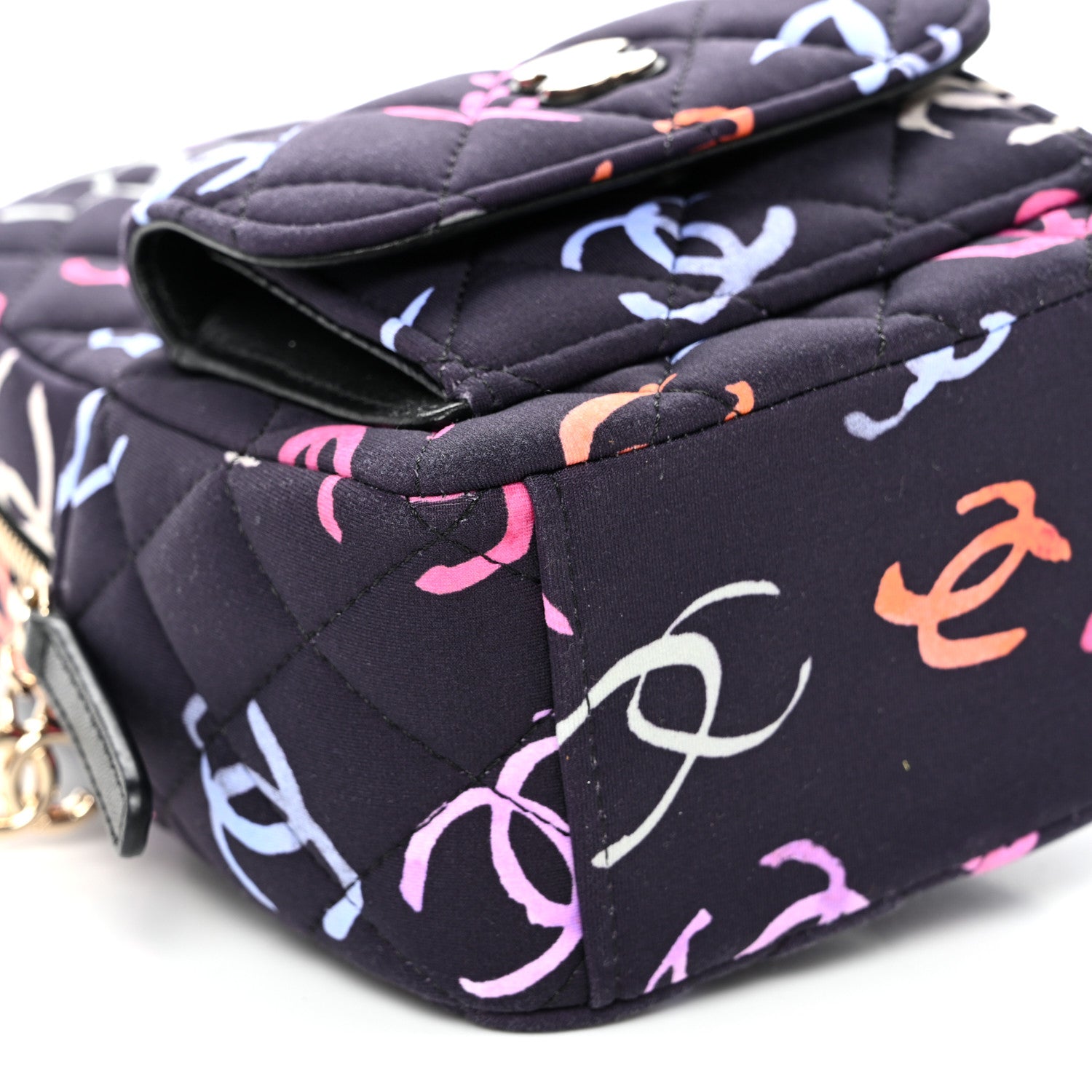Chanel Printed Fabric Quilted CC Mini Classic Backpack Black Multicolor