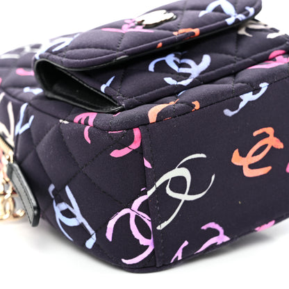 Chanel Printed Fabric Quilted CC Mini Classic Backpack Black Multicolor 10 of 10