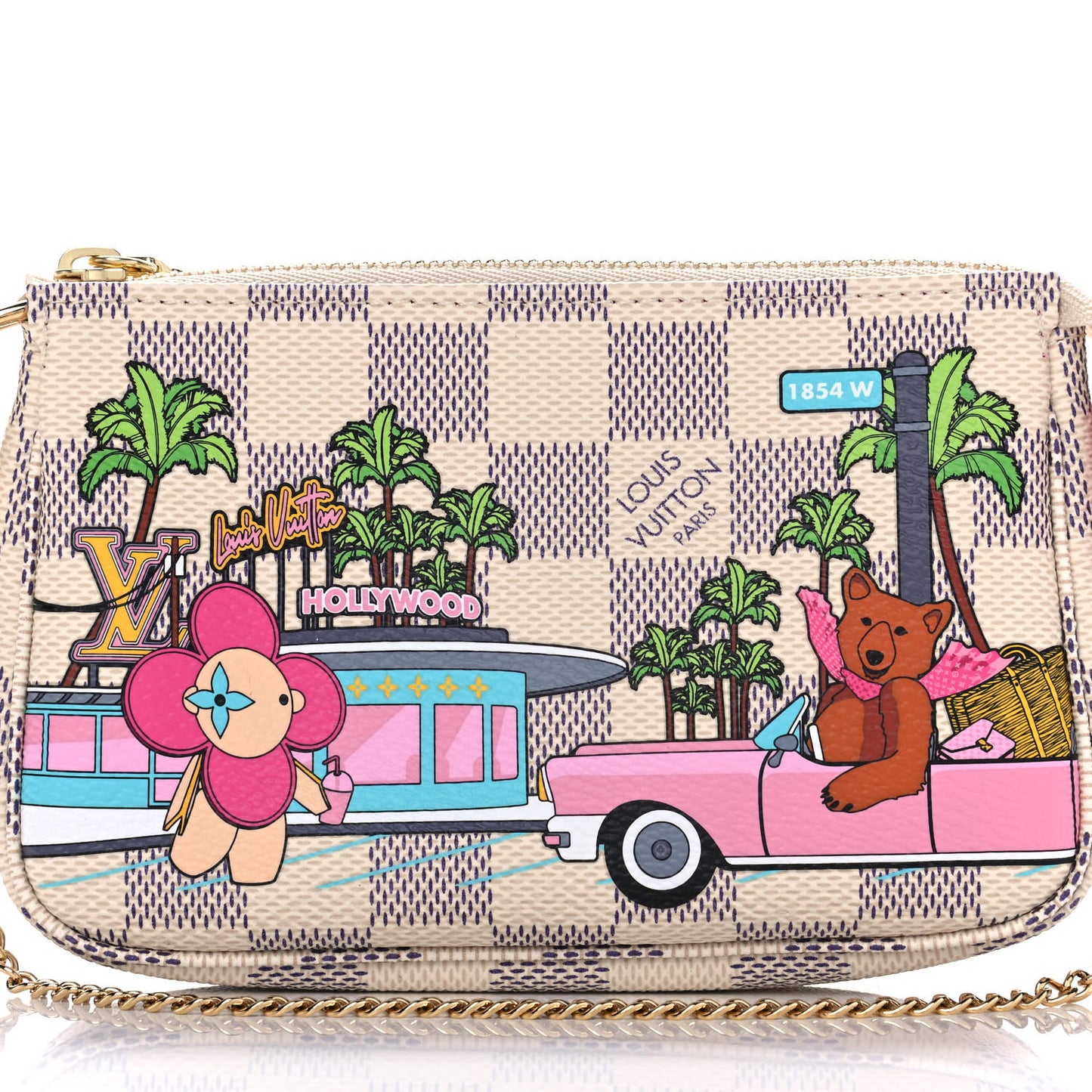 Damier Azur 2021 Christmas Animation Hollywood Mini Pochette Accessories Fuchsia
