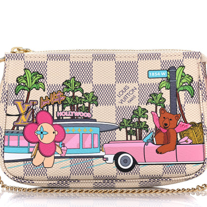 Louis Vuitton Damier Azur 2021 Christmas Animation Hollywood Mini Pochette Accessories Fuchsia 7 of 11